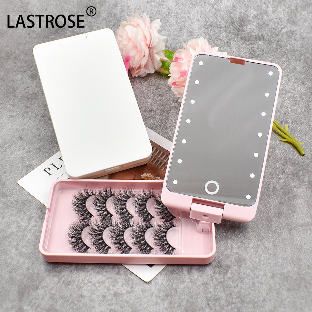 Wholesale Eyelashes Box Led Light Empty Lash Boxes Storage Case OEM Eyelash Packaging Box Case With Mirror
