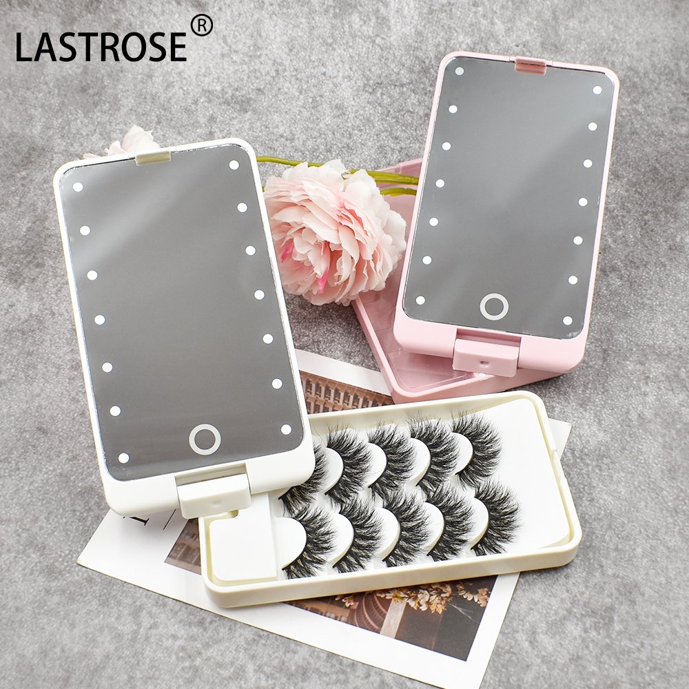 Wholesale Eyelashes Box Led Light Empty Lash Boxes Storage Case OEM Eyelash Packaging Box Case With Mirror