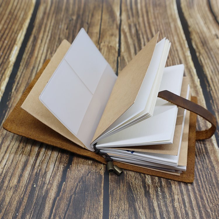 Vintage Leather Cover Bujo Notebook Embossed Crazy Horse Traveller Genuine Leather Journal with Snap