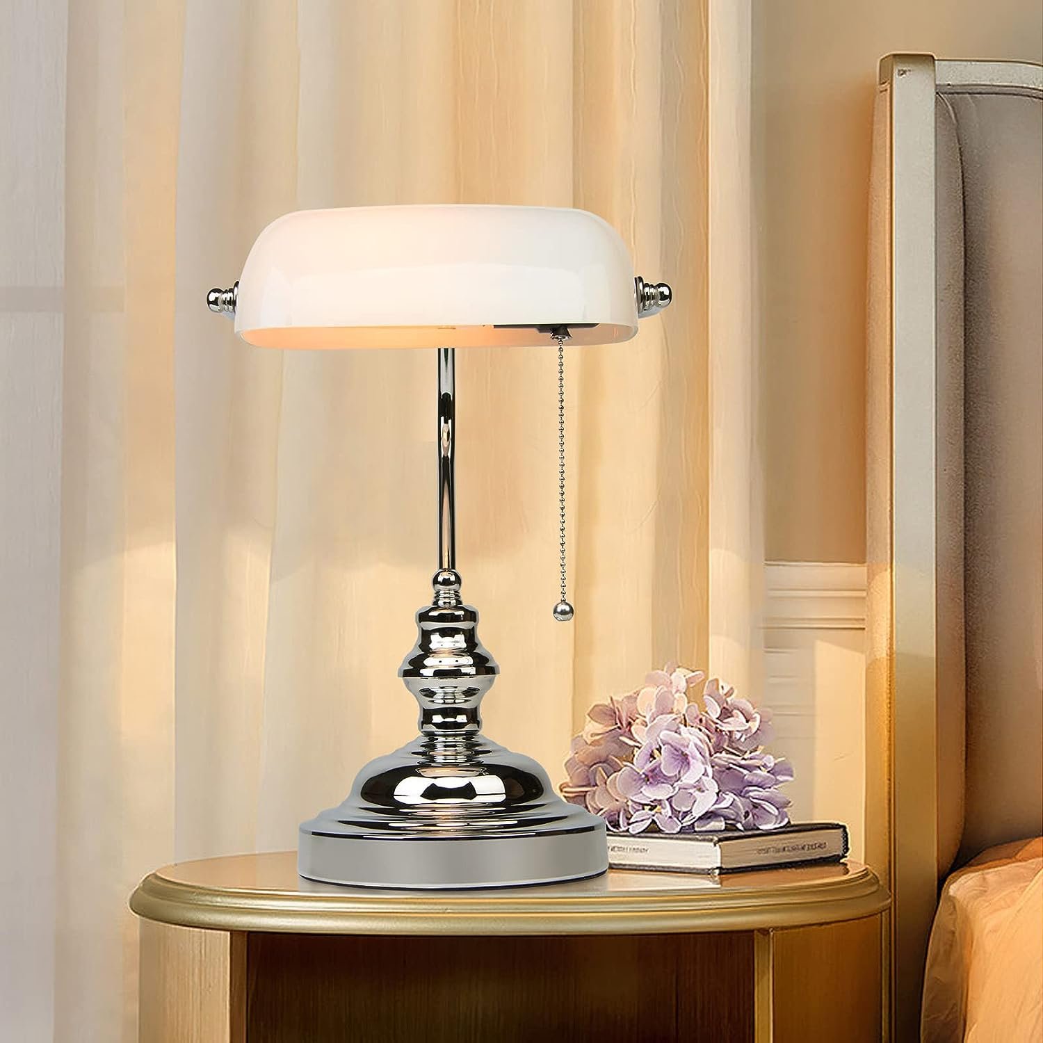 Table Lamp Classic Vintage Glass Banker's Lamp Reading Lighting For Home Bedside Office Room Book