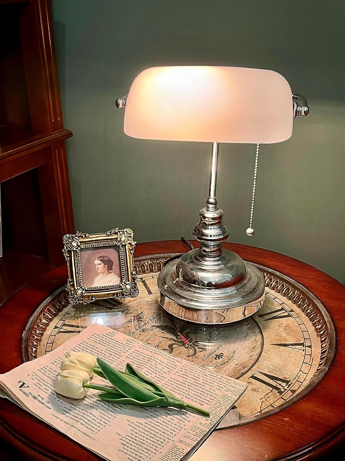 Table Lamp Classic Vintage Glass Banker's Lamp Reading Lighting For Home Bedside Office Room Book