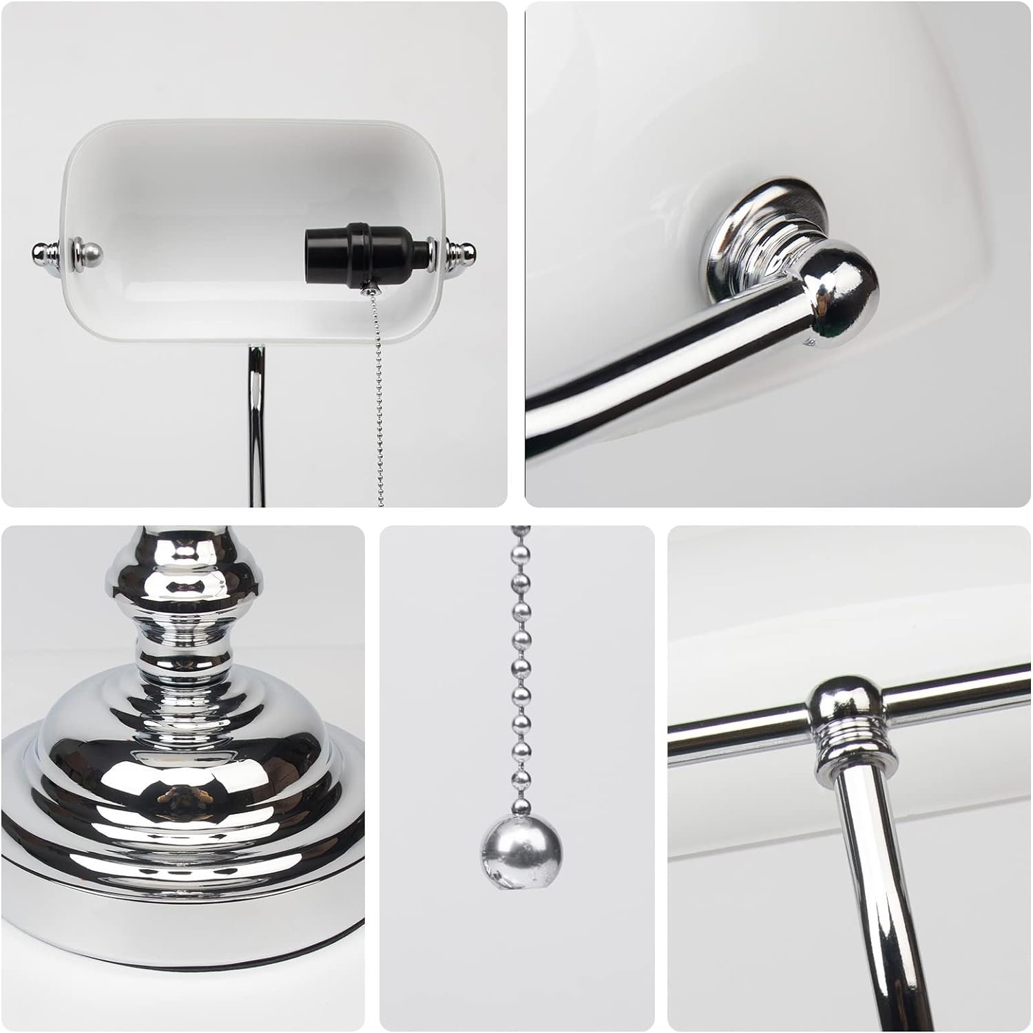 Table Lamp Classic Vintage Glass Banker's Lamp Reading Lighting For Home Bedside Office Room Book