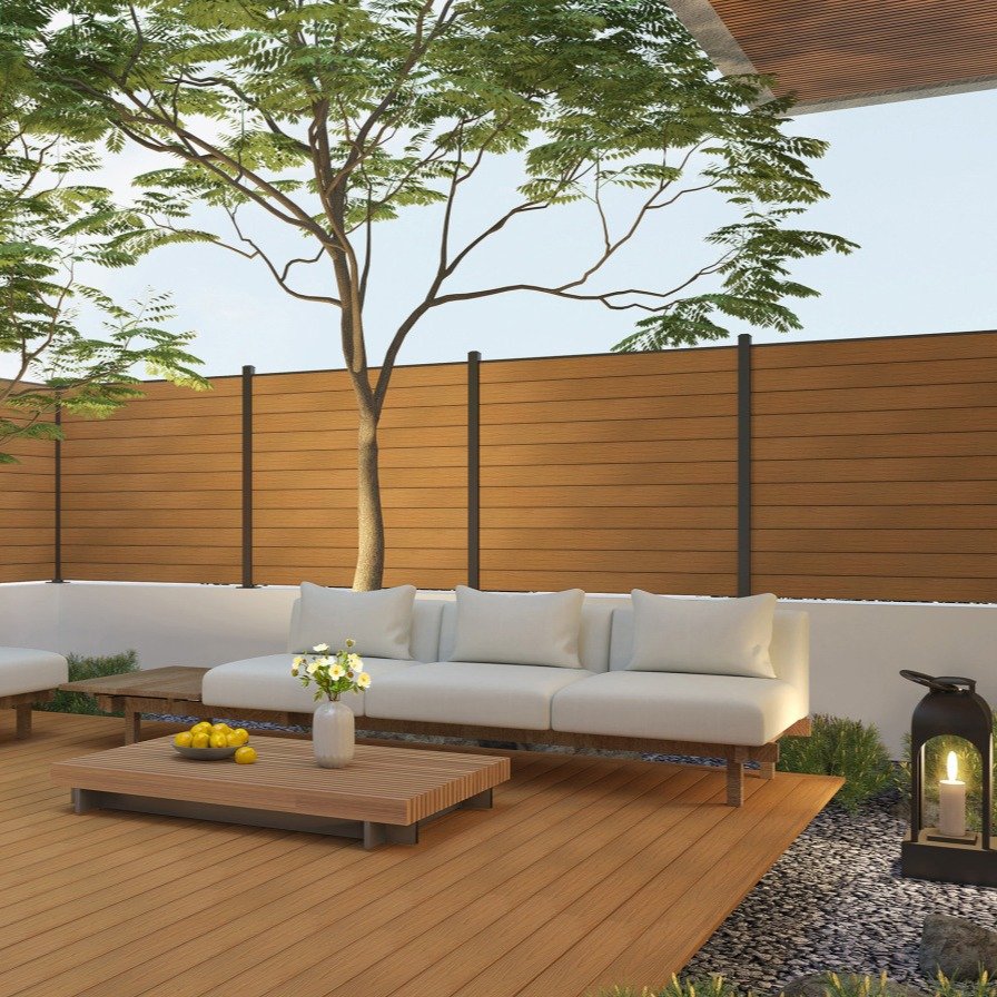 Environmentally friendly UV resistant wooden fence panels modern style outdoor privacy garden fence