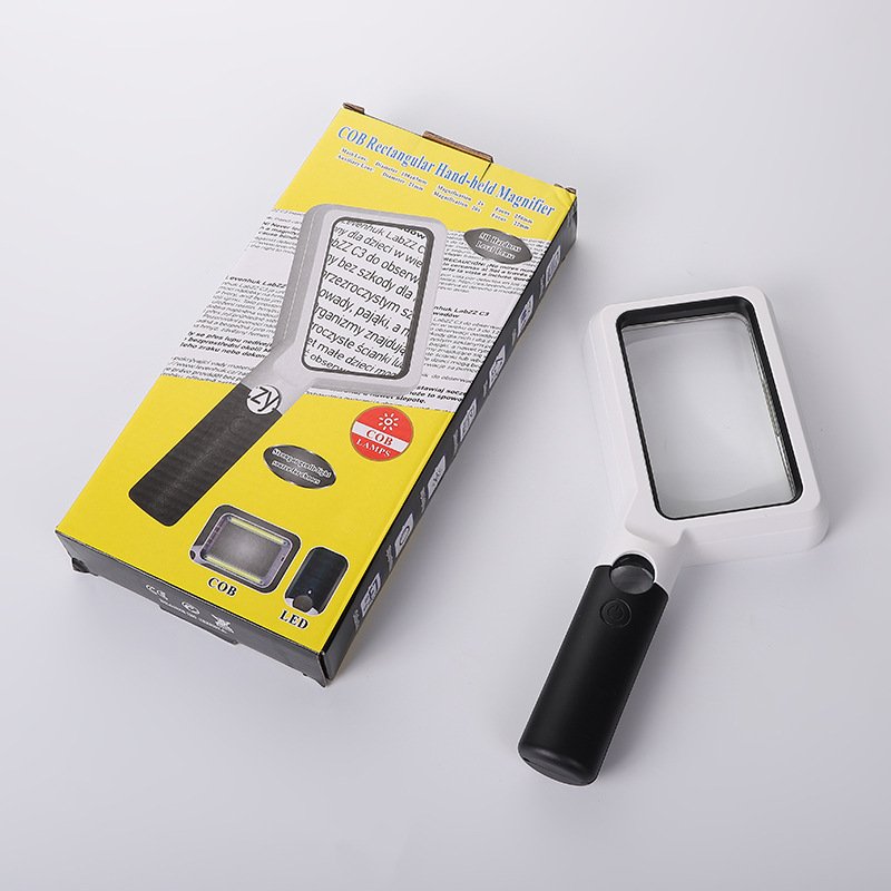 Magnifying Glass with Light, Page 2X /20X Handheld Rectangular Magnifier with COB Lights for Reading Books