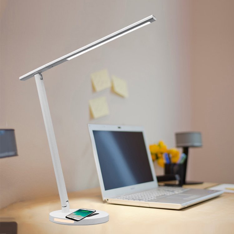 multifunctional led desk light with 15W fast wireless phone charge bedside reading lamp touch dimmable study book stand lamp