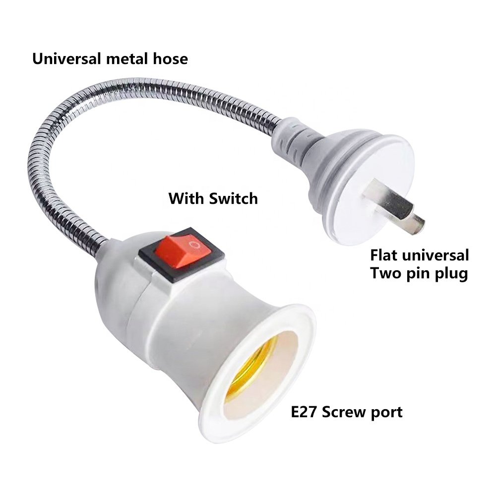 EU/US/UK Plug E27 Lamp Base Wall Flexible Holder Light Socket Converter Bases on/Off 25CM Book Light Adapter Plug Switch