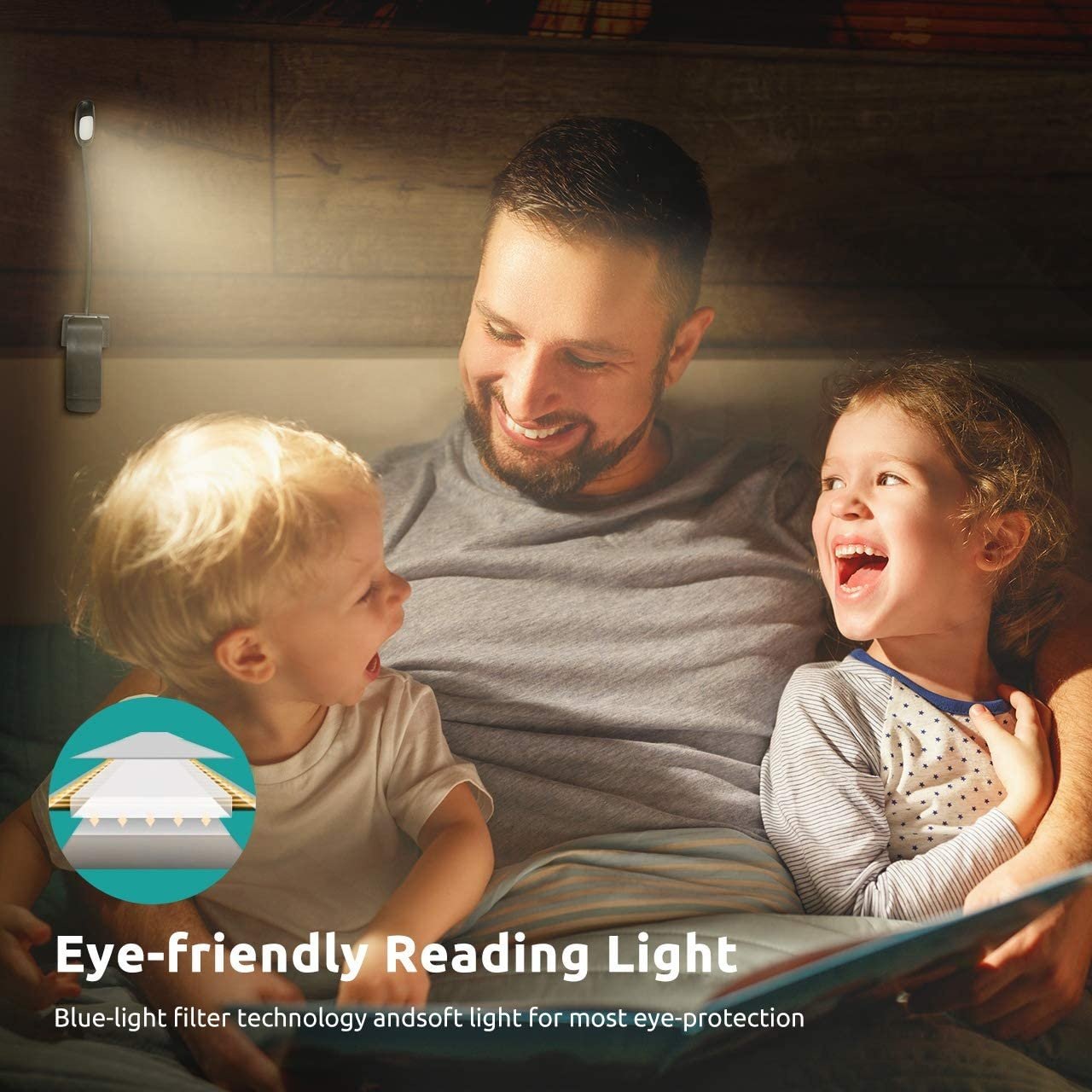 7 LED Reading Book Light with 3 Brightness 3 Color Temperature+USB Rechargeable, Eye Care Lamp with Power Indicator