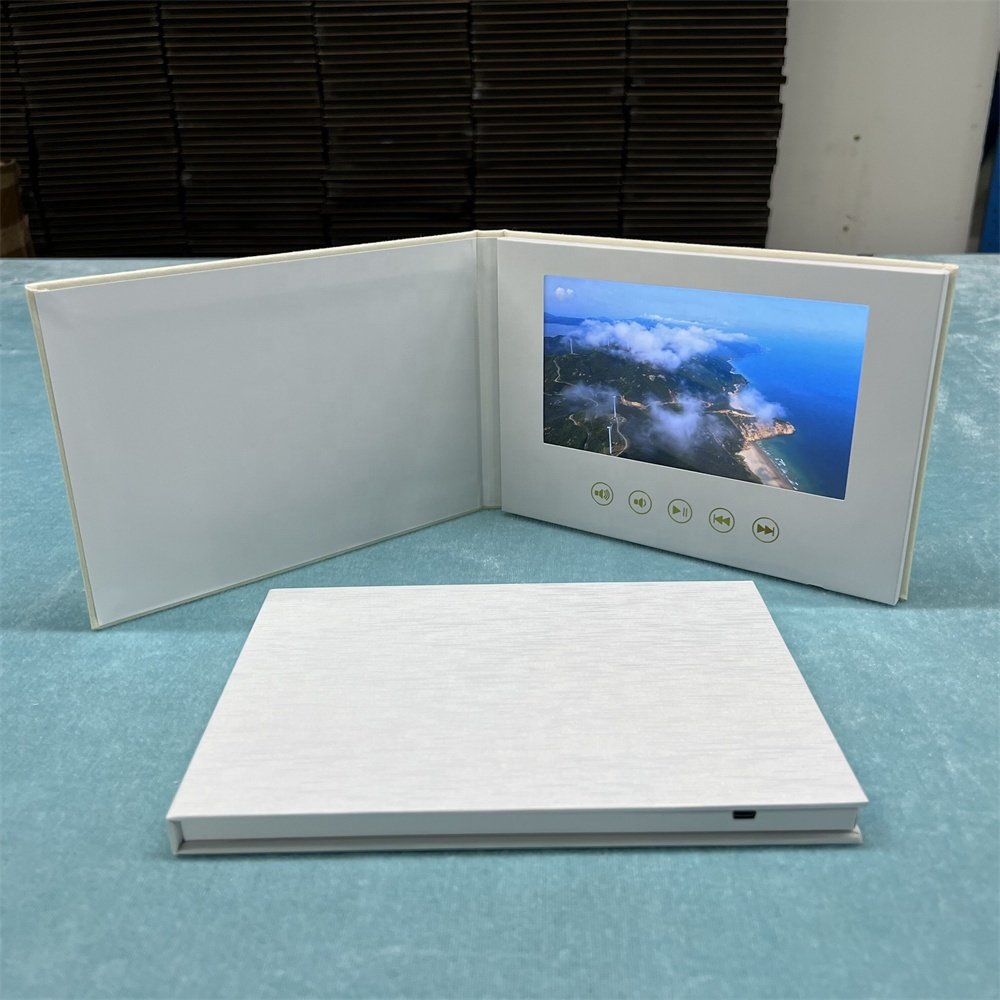 Hardcover Digital 7inch 10 Inch Custom Brochure Linen Marketing LCD Screen Video Book