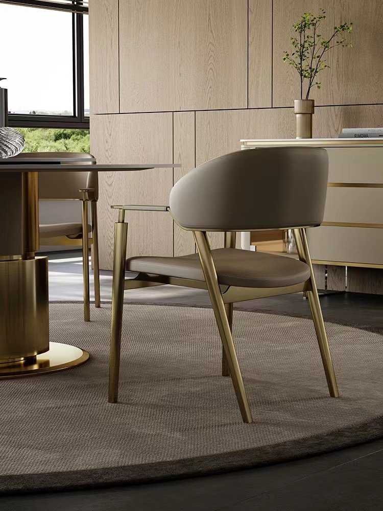 Dining chair light luxury metal modern chair high-end minimalist Italian modern minimalist table back chair book