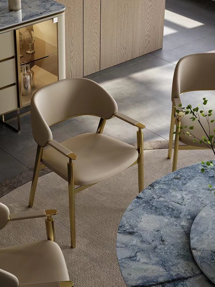 Dining chair light luxury metal modern chair high-end minimalist Italian modern minimalist table back chair book