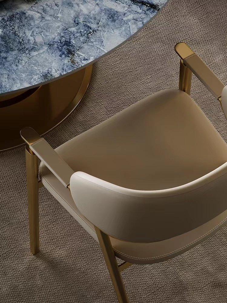Dining chair light luxury metal modern chair high-end minimalist Italian modern minimalist table back chair book