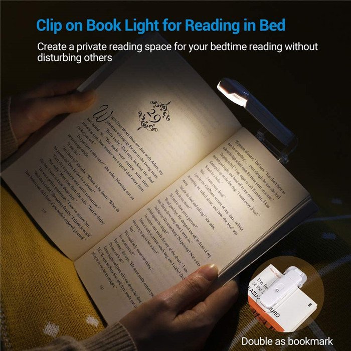 LED USB Rechargeable Book Reading Light Brightness Adjustable Eye Protection Clip Book Light Portable Bookmark Read Lamp Mini 95