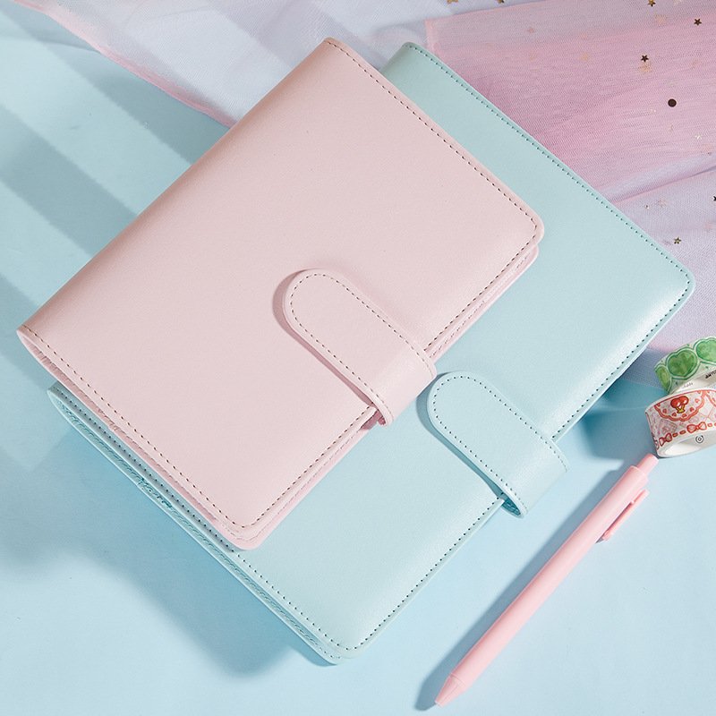A5 A6 PU Leather 6 Ring Binder Notebook Macaroon Color Diy Journal Agenda Planner Loose Leaf Cover Magnetic Buckle Closure