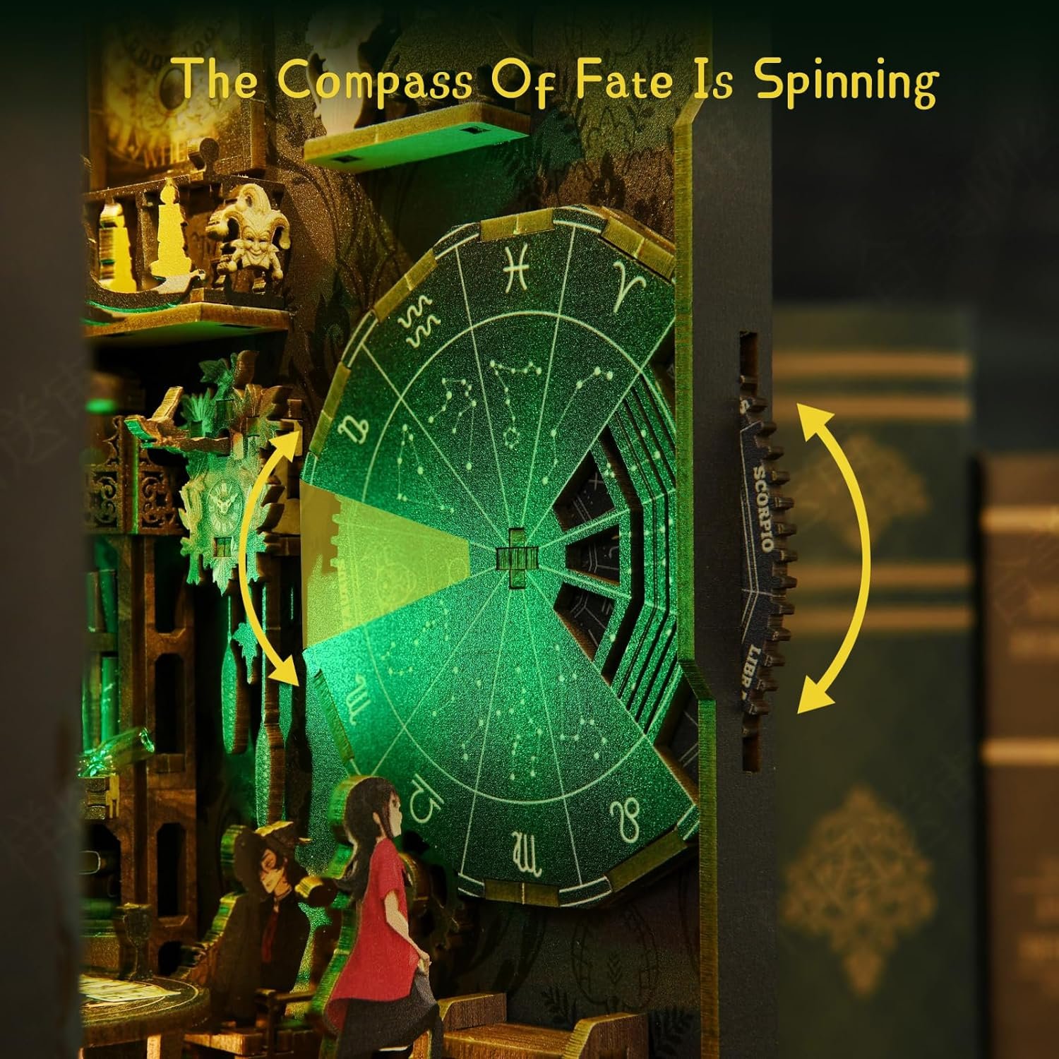 Aslowsnail Mystical Tarot Divination Society 3D Book Nook Kit DIY Book Nook with LED Light