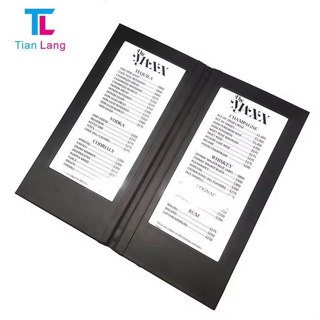 tianlang A4 single page LED illuminated menu for premium restaurants high quality illuminated display menu