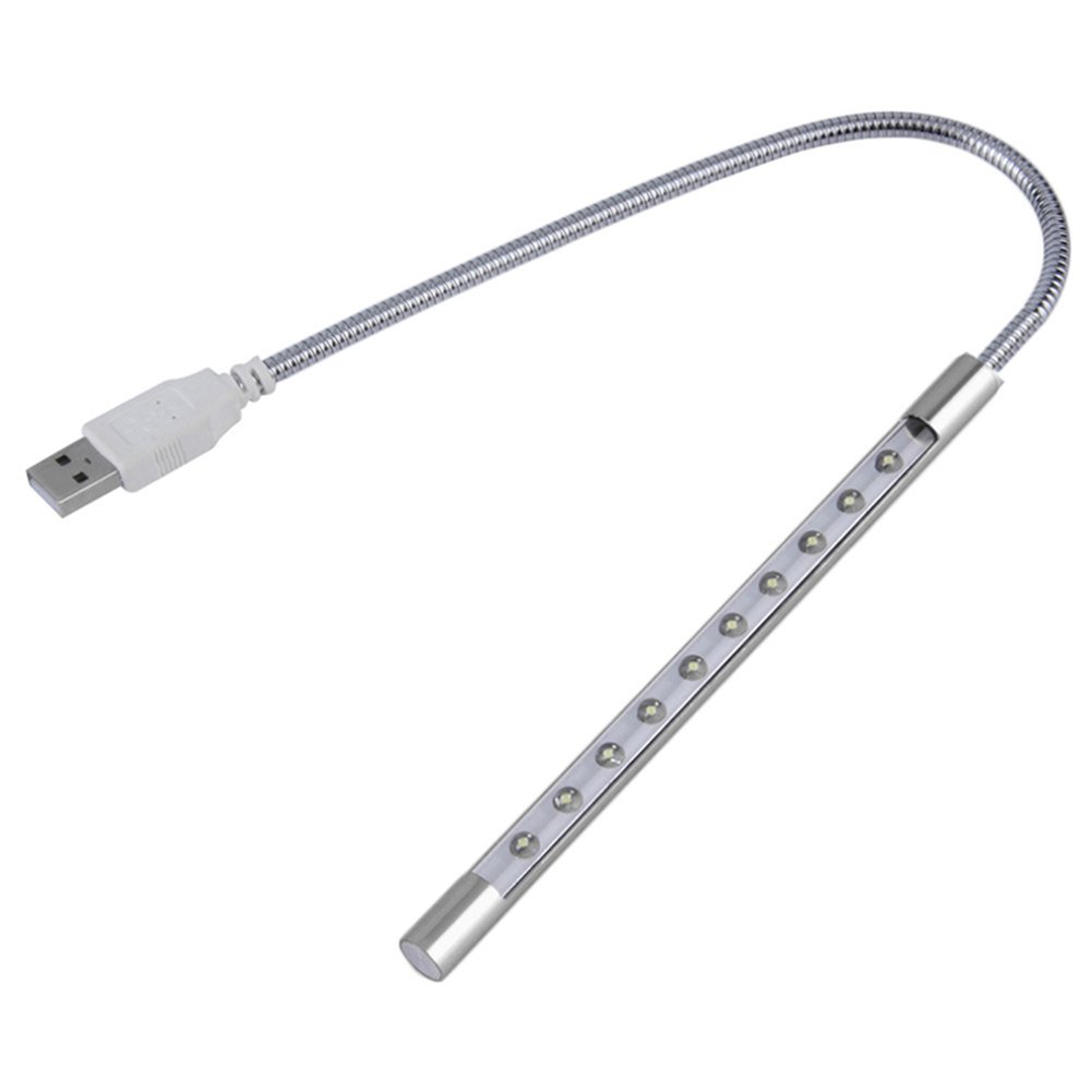 Aluminum Gooseneck Bendable 10 LED Desktop Light Small Power Eye Protection Book Light for Laptop Desktop Learning