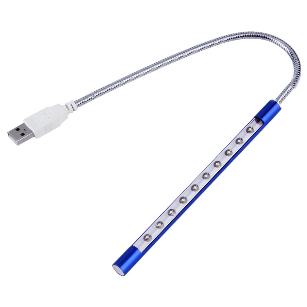Aluminum Gooseneck Bendable 10 LED Desktop Light Small Power Eye Protection Book Light for Laptop Desktop Learning