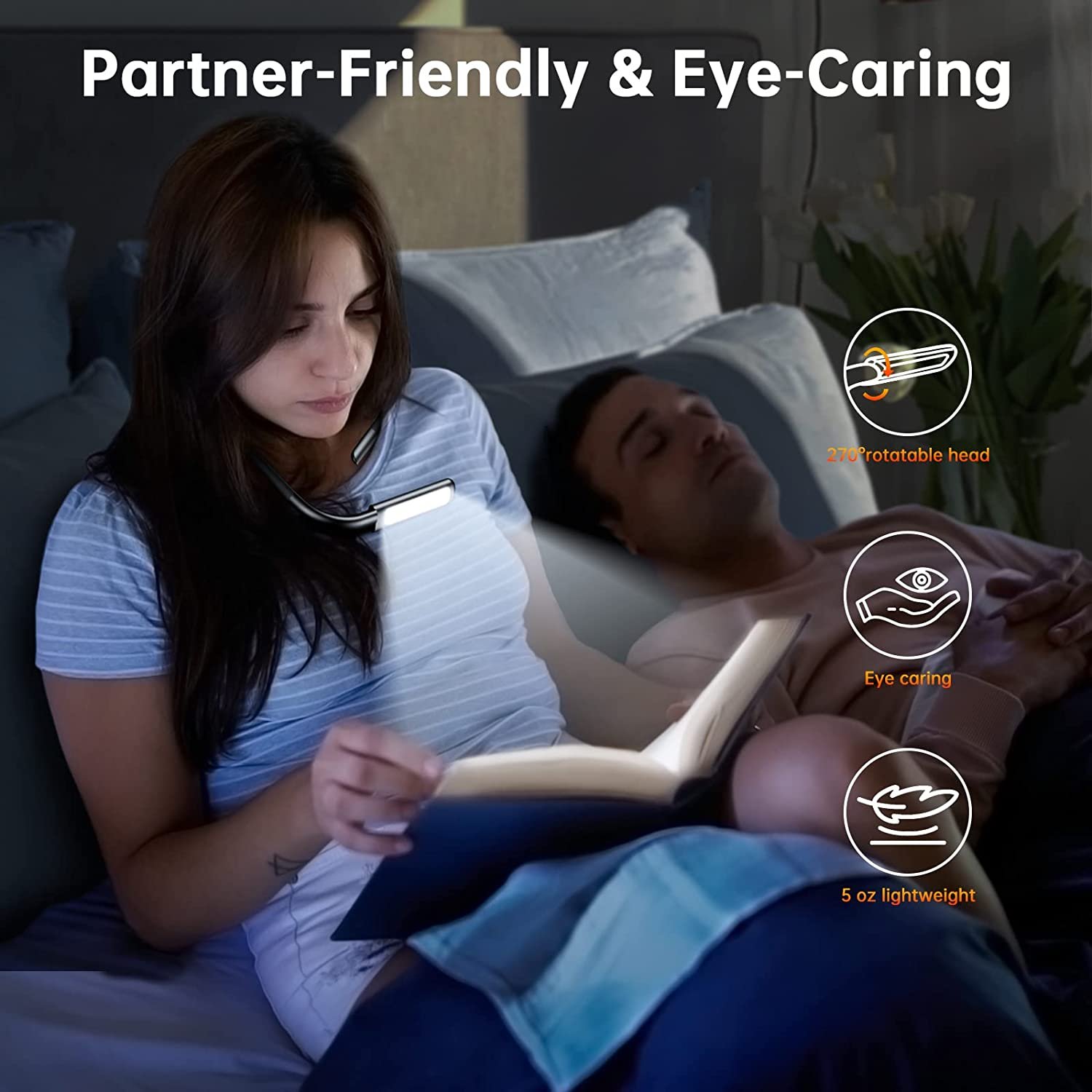 LED neck reading light, Mother's Day birthday gift for mom wife grandma, suitable for book lovers, learning eyes reading light