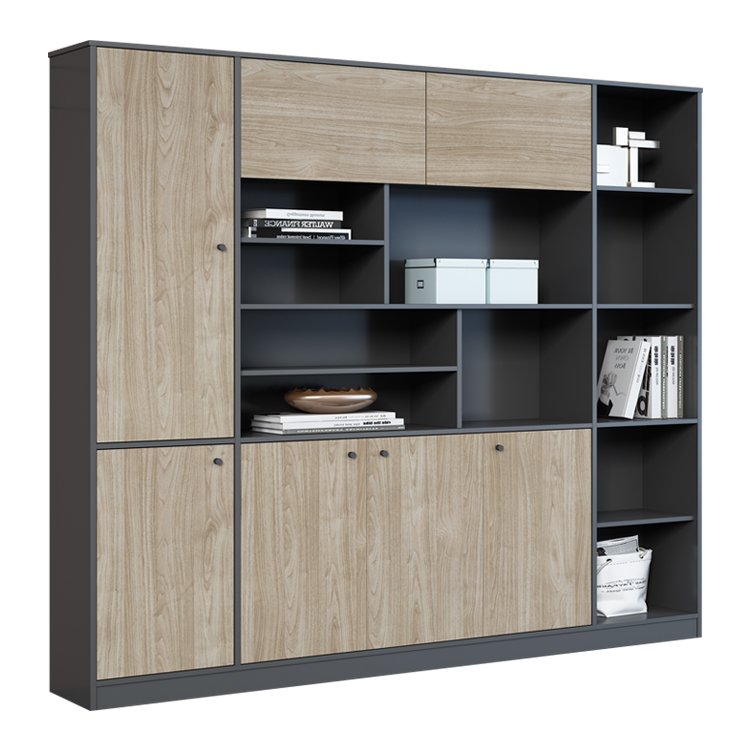 New design variety black customized back wooden book office cabinet