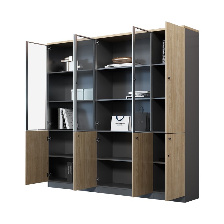 New design variety black customized back wooden book office cabinet