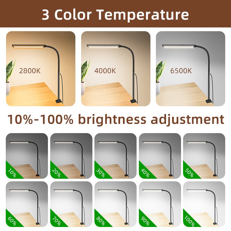 LED Desk Lamp multifunctional desktop reading book clip light desk night lamp with clamp adjustable gooseneck light