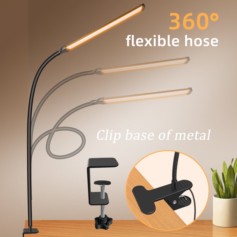 LED Desk Lamp multifunctional desktop reading book clip light desk night lamp with clamp adjustable gooseneck light
