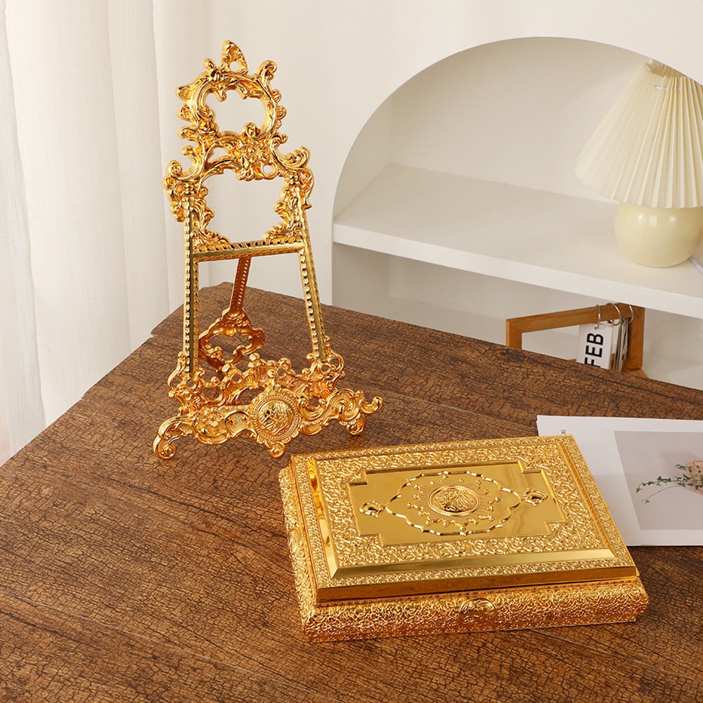 Quran Box Book Holder Muslim Alloy Koran Storage Islamic Ramadan Decoration