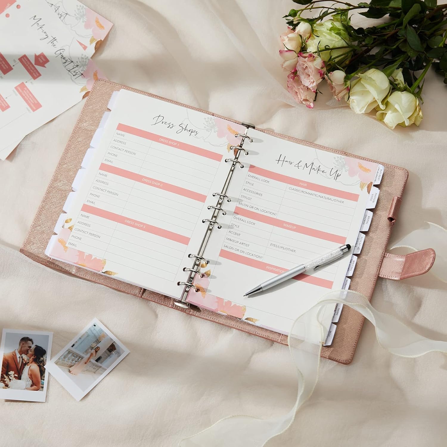 Custom Linen Hardcover Wedding Planer Spiral Binding Wedding Planning Book for Bride