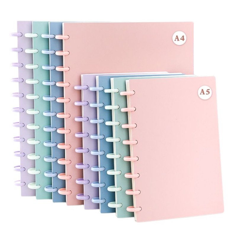 High Quality Stationery Waterproof Replaceable Paper Spiral Loose Leaf Pink Discbound Notebook Cover