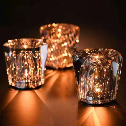 Glass Decorative Atmosphere Rechargeable Battery LED Table Lamp Night Light Highgrade and High Quality Crystal Luxury Novelty 20