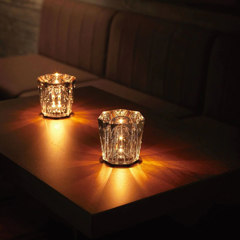 Glass Decorative Atmosphere Rechargeable Battery LED Table Lamp Night Light Highgrade and High Quality Crystal Luxury Novelty 20