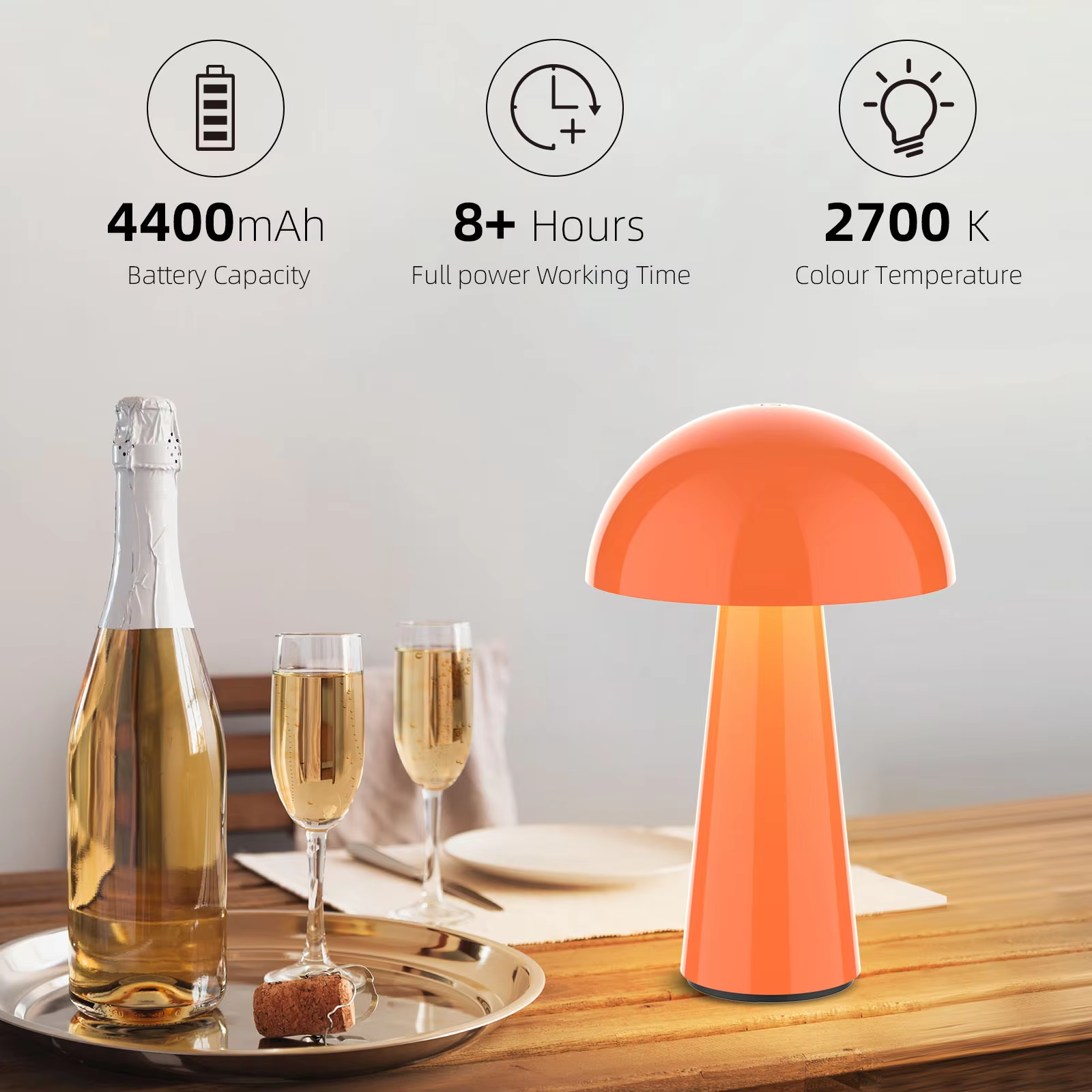 AESLIT Bedside bar hotel book Decoration Desk Lights Mushroom Led Table Lamp Electric AL-17 Orange