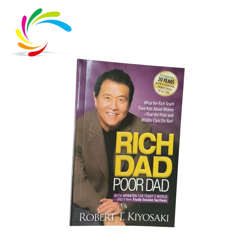 New arrival paperback novel book printing light weight paper Bestseller motivative stock rich dad poor dad book Printing