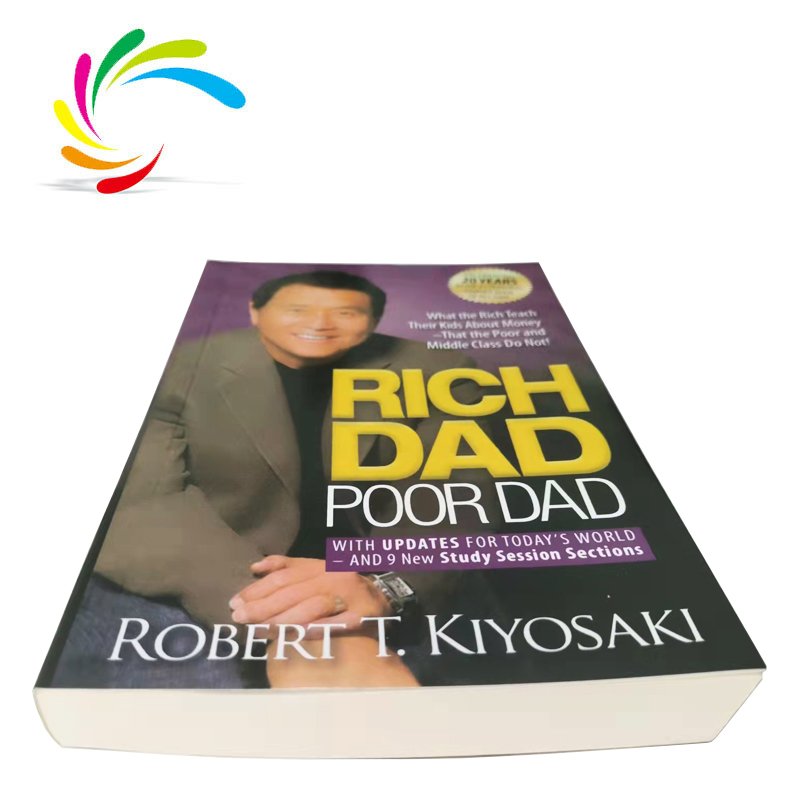 New arrival paperback novel book printing light weight paper Bestseller motivative stock rich dad poor dad book Printing