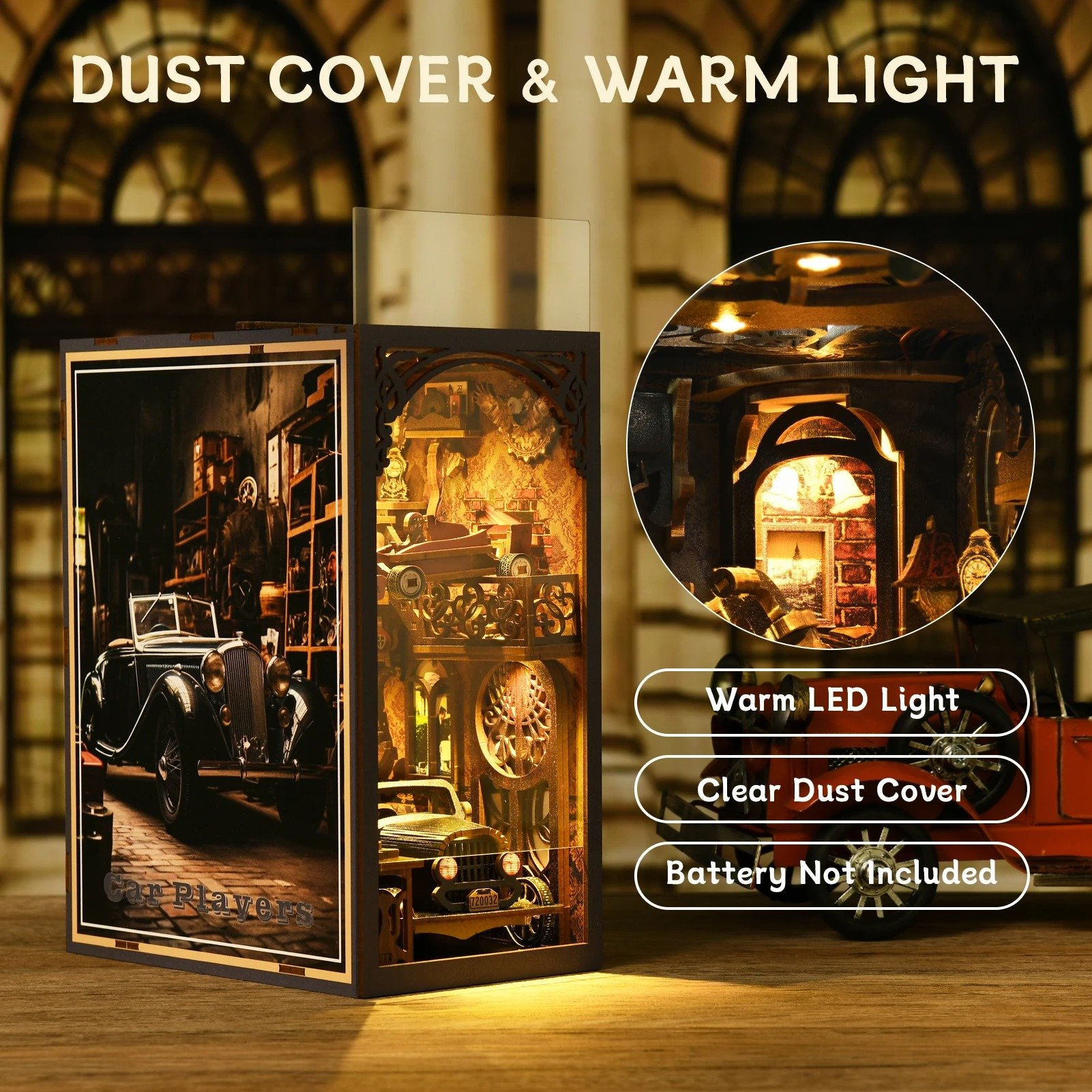 Hot Sale Aslowsnail Car Players 3D Book Nook Kit DIY Book Nook with LED Light