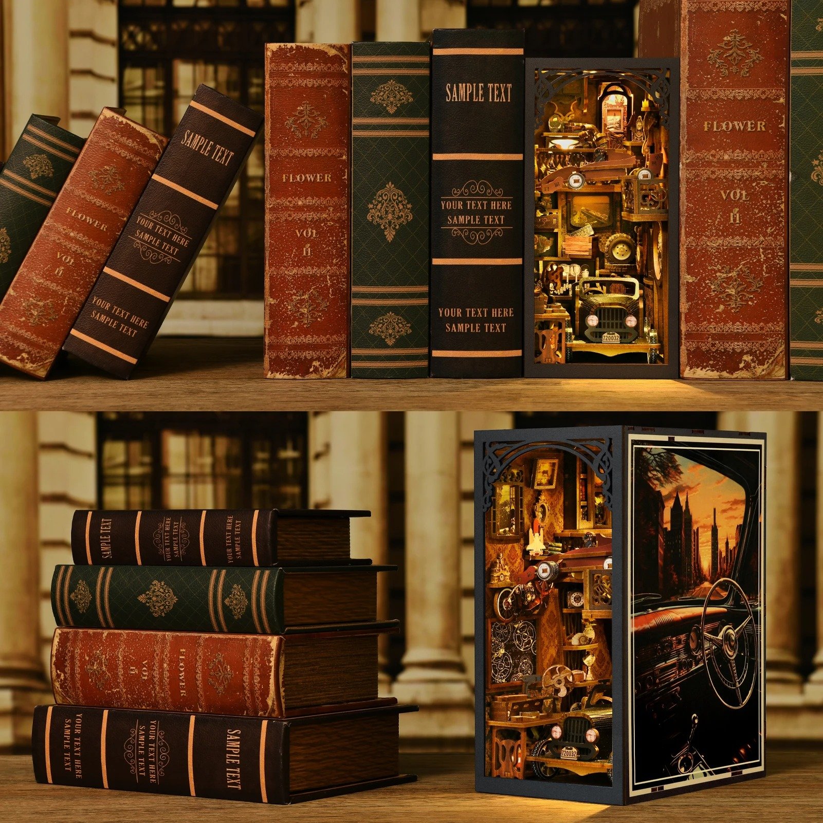 Hot Sale Aslowsnail Car Players 3D Book Nook Kit DIY Book Nook with LED Light