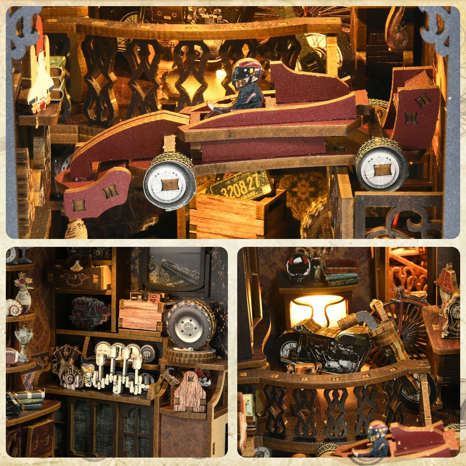 Hot Sale Aslowsnail Car Players 3D Book Nook Kit DIY Book Nook with LED Light
