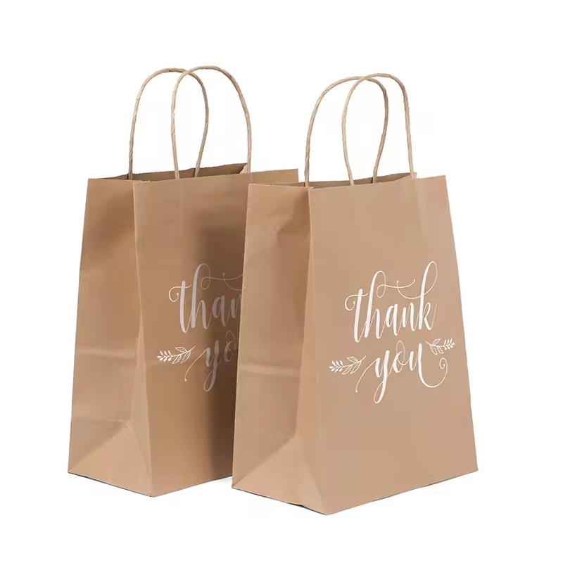 Custom Factory Price Kraft Paper Twisted Handle Shopping Carrier Bag With Logo Printed