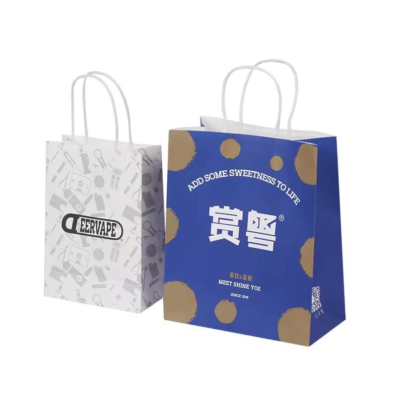 Custom Factory Price Kraft Paper Twisted Handle Shopping Carrier Bag With Logo Printed