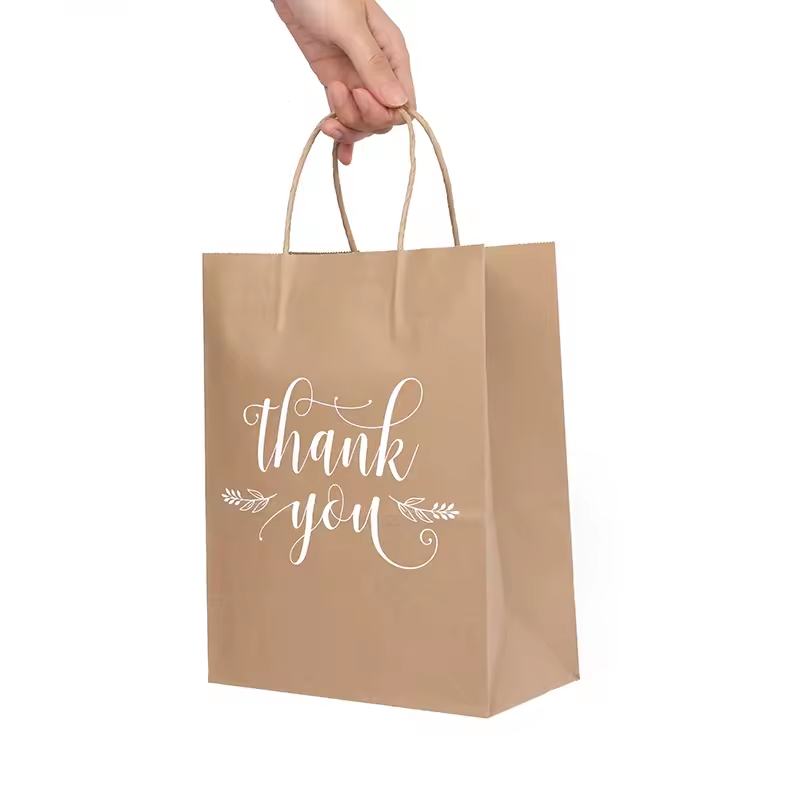 Custom Factory Price Kraft Paper Twisted Handle Shopping Carrier Bag With Logo Printed