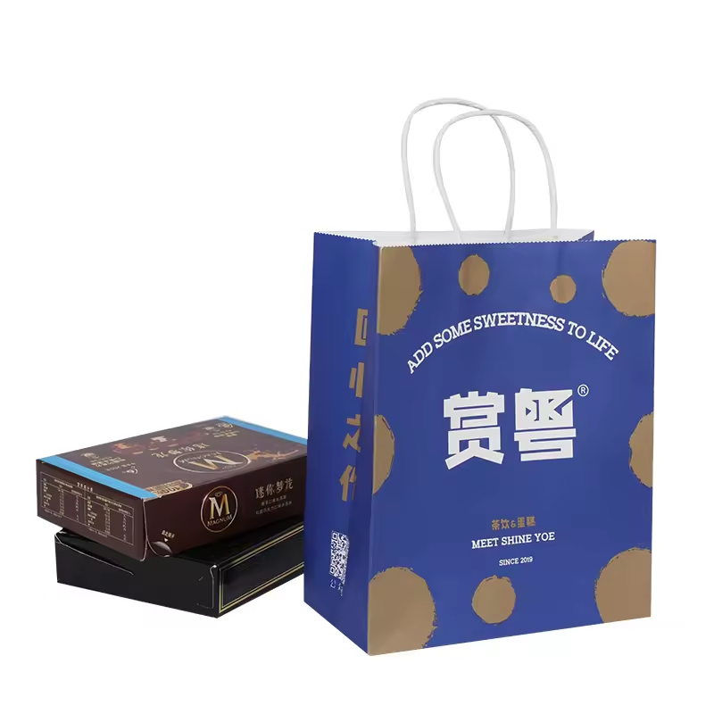 Custom Factory Price Kraft Paper Twisted Handle Shopping Carrier Bag With Logo Printed