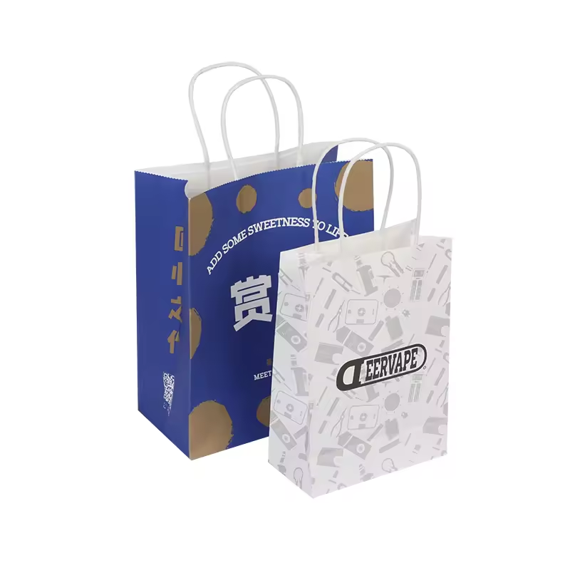 Custom Factory Price Kraft Paper Twisted Handle Shopping Carrier Bag With Logo Printed