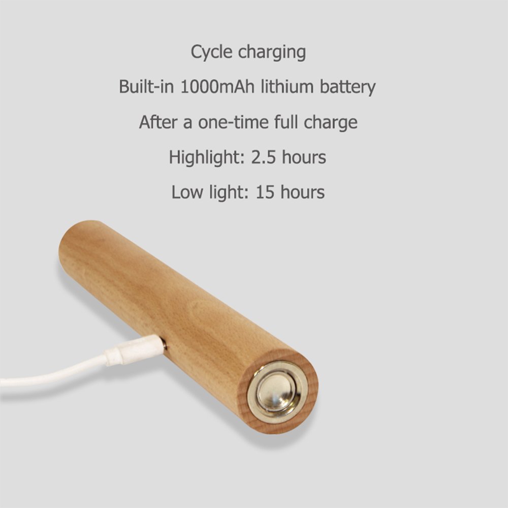 Wooden LED Desk Lamp Reading Lamp 360 Degree Rotatable Detachable Magnetic Dimmable Reading Lamp