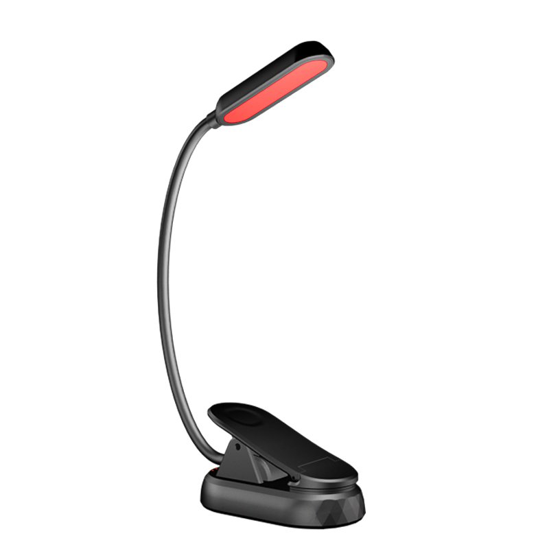 Red Light Bright Rechargeable Book Lamp Portable Book Light Clip Design Flexible Neck Reading Light For Study