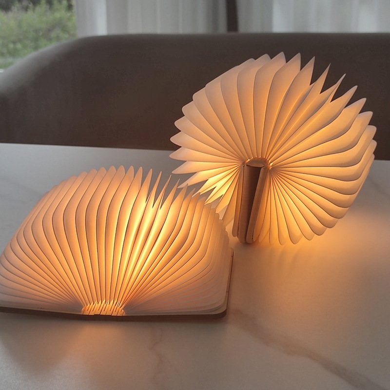 8 Colors Folding Book Lamp Upgraded Version Portable Desk Light Novelty LED Paper Lantern with USB Rechargeable Night Light