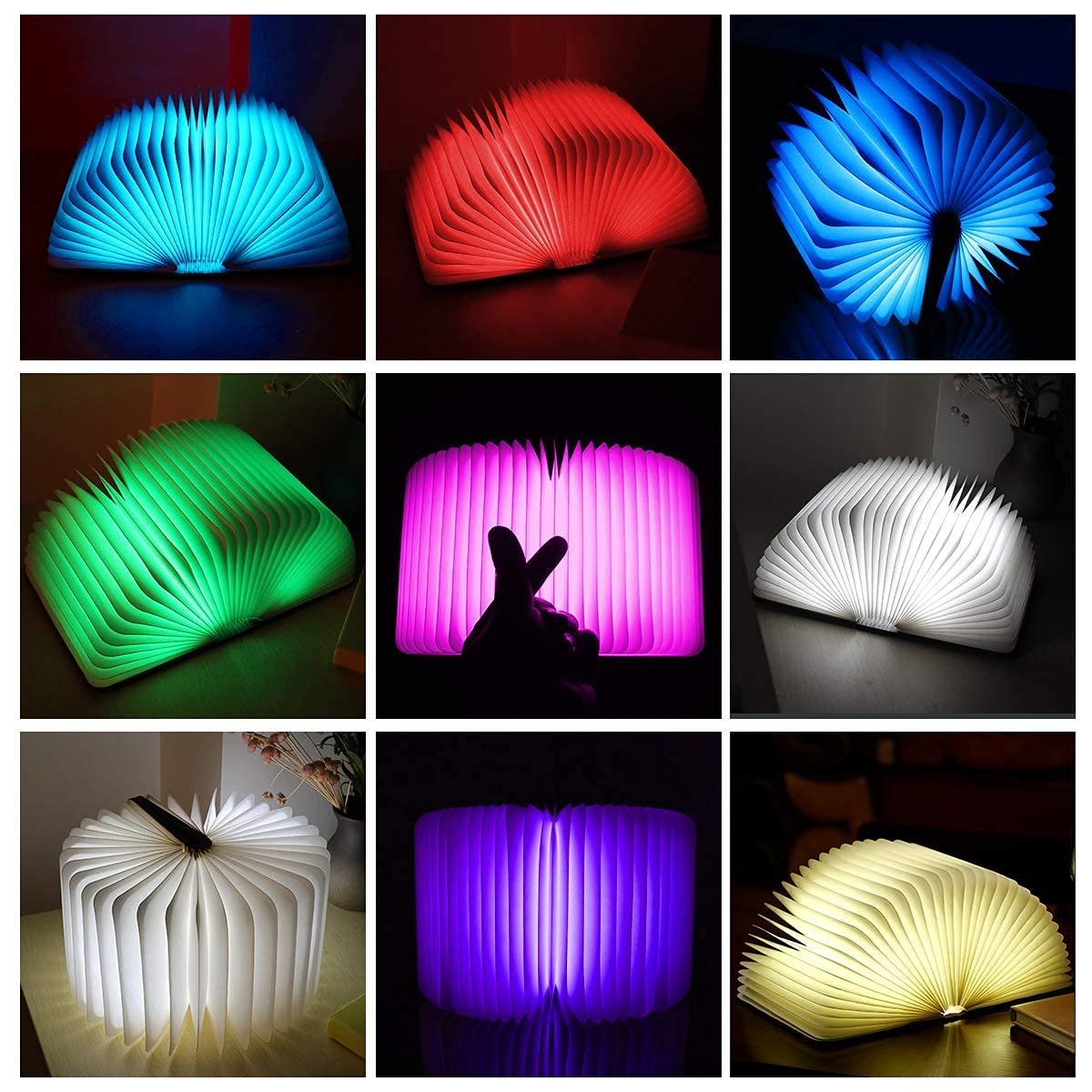 8 Colors Folding Book Lamp Upgraded Version Portable Desk Light Novelty LED Paper Lantern with USB Rechargeable Night Light