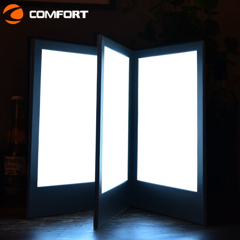 Factory directly sell Restaurant bar nightclub led light upleather menu cover illuminated led backlit menu book