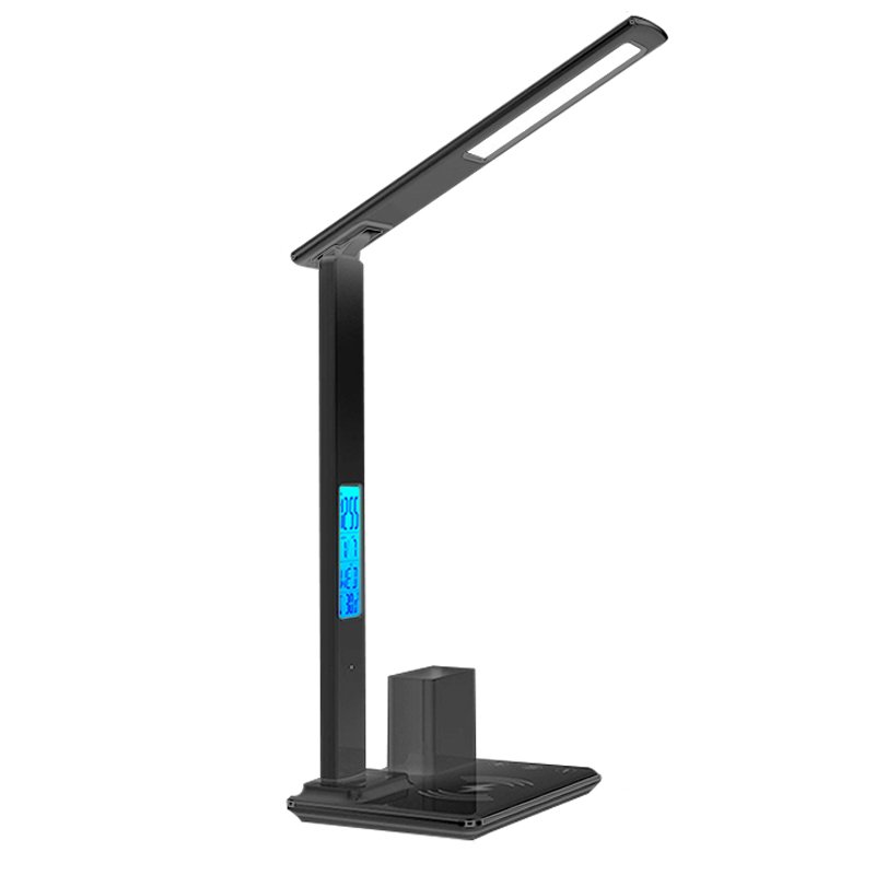 4 in 1 Multifunctional Table Lamp+Alarm Clock+Pen Holder+15W wireless charger function, LED Reading Book Light