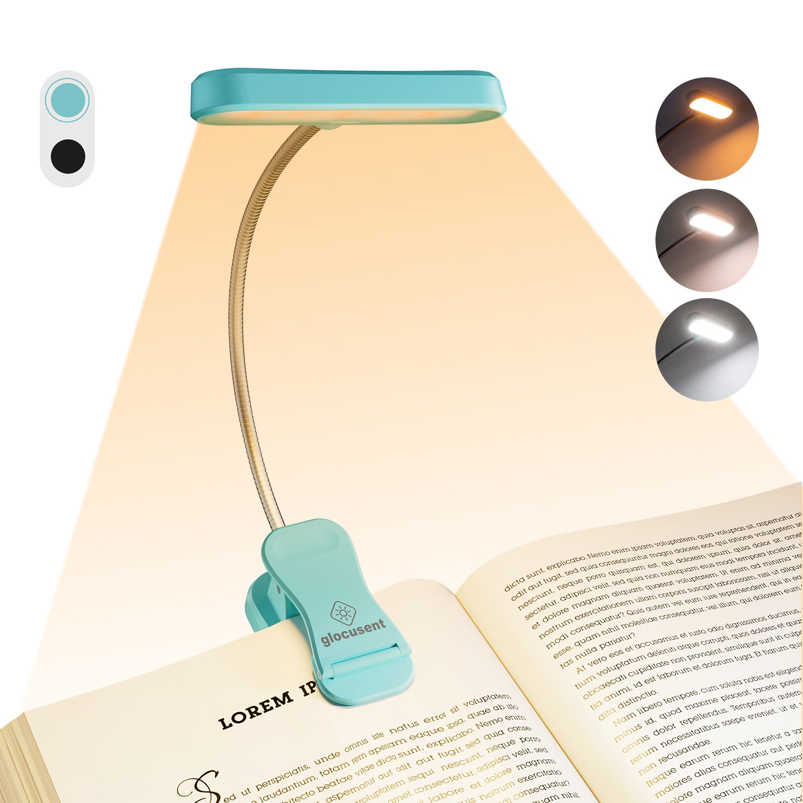2023 New Style 9 LED Clip on Mini Reading Light 15 Light Modes USB Rechargeable Book Light for Reading in Bed