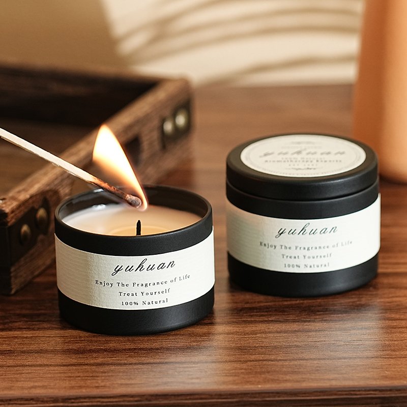 Custom Logo Essential Oil Aromatherapy Candles Home Deodorant Plant Aroma Soy Wax Luxury Scented Candle In Tin Can